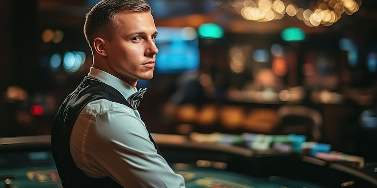 Meja Andar Bahar live-dealer di vilabet78 dengan dealer dan kartu
